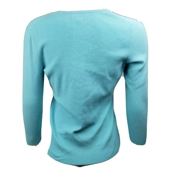 Ann Taylor Loft Cardigan Womens Size XS Solid All Blue 3/4 Sleeve V Neck - Picture 3 of 6